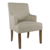 Benzara Fabric Upholstered Wooden Parson Dining Chair with Tapered Leg Support, Beige and Brown