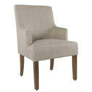 Benzara Fabric Upholstered Wooden Parson Dining Chair with Tapered Leg Support, Beige and Brown