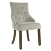 Benzara Fabric Upholstered Wooden Button Tufted Dining Chair, Gray and Brown
