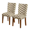 Benzara Wooden Dining Chairs with Chevron Designed Fabric Upholstered Seating, Beige and Brown, Set of  2