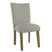 Benzara Geometric Patterned Fabric Upholstered Wooden Dining Chairs, Gray and White,