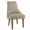 Benzara Fabric Upholstered High Back Dining Chair with Wooden Legs, Beige and Brown