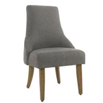 Benzara Fabric Upholstered High Back Dining Chair with Wooden Legs, Gray and Brown