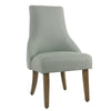 Benzara Fabric Upholstered High Back Dining Chair with Wooden Legs, Blue and Brown