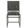 Benzara Metal Dining Chair with Aztec Patterned Fabric Padded Seating, Black and White