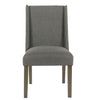 Benzara Fabric Upholstered Wooden Parson Dining Chairs with High Wingback Design, Dark Gray, Set of  2