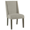 Benzara Fabric Upholstered Wooden Parson Dining Chairs with High Wingback Design, Gray, Set of  2