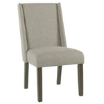 Benzara Fabric Upholstered Wooden Parson Dining Chairs with High Wingback Design, Gray, Set of  2