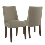 Benzara Fabric Upholstered Wooden Parson Dining Chairs with Curved Back Design, Brown, Set of  2