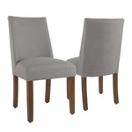 Benzara Fabric Upholstered Wooden Parson Dining Chairs with Curved Back Design, Gray, Set of  2