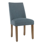 Benzara Fabric Upholstered Wooden Dining Chairs with Curved Back Design, Pack of Two, Brown and Teal Blue