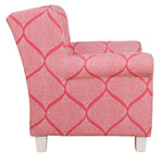 Benzara Fabric Upholstered Wooden Kids Accent Chair with Round Armrest, White and Pink
