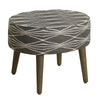 Benzara Modern Style Fabric Upholstered Wooden Oval Shaped Stool with Angled Legs, Gray and White