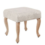 Benzara Vintage Style Fabric Upholstered Wooden Square Shaped Ottoman with Flared Legs, Gray and Cream