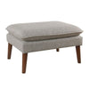 Benzara Fabric Upholstered Wooden Ottoman with Pillow Top and Tapered Legs, Medium, Gray and Brown