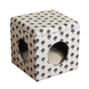 Benzara Uniquely Designed Fabric Upholstered Wooden Ottoman Pet Bed with Lift Up Lids, White and Black