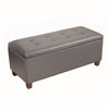 Benzara Faux Leather Upholstered Wooden Storage Bench with Hidden Storage and Hinged Lid , Brown and Gray