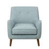 Benzara Button Tufted Fabric Upholstered Wooden Accent Chair with Slanted Legs, Blue and Brown