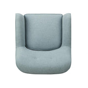 Benzara Button Tufted Fabric Upholstered Wooden Accent Chair with Slanted Legs, Blue and Brown