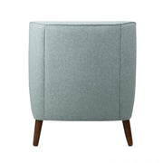 Benzara Button Tufted Fabric Upholstered Wooden Accent Chair with Slanted Legs, Blue and Brown