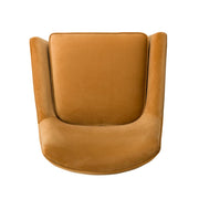 Benzara Velvet Upholstered Wooden Accent Chair with Flared Armrests, Orange and Brown