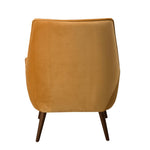 Benzara Velvet Upholstered Wooden Accent Chair with Flared Armrests, Orange and Brown