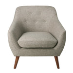 Benzara Fabric Upholstered Wooden Accent Chair with Flared Arms, Gray and Brown