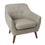 Benzara Fabric Upholstered Wooden Accent Chair with Flared Arms, Gray and Brown