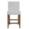 Benzara Textured Fabric Upholstered Wooden Counter Stool with Backrest, Gray and Brown