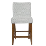 Benzara Textured Fabric Upholstered Wooden Counter Stool with Backrest, Gray and Brown