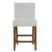 Benzara Textured Fabric Upholstered Wooden Counter Stool with Backrest, Gray and Brown