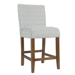 Benzara Textured Fabric Upholstered Wooden Counter Stool with Backrest, Gray and Brown
