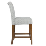 Benzara Textured Fabric Upholstered Wooden Counter Stool with Backrest, Gray and Brown