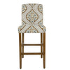 Benzara Fabric Upholstered Wooden Barstool In Traditional Stripe Patterns, Multicolor