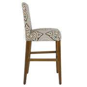 Benzara Fabric Upholstered Wooden Barstool In Traditional Stripe Patterns, Multicolor