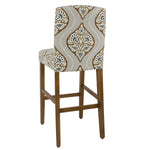 Benzara Fabric Upholstered Wooden Barstool In Traditional Stripe Patterns, Multicolor