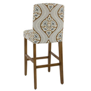 Benzara Fabric Upholstered Wooden Barstool In Traditional Stripe Patterns, Multicolor
