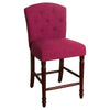 Benzara Fabric Upholstered Wooden Barstool with Tufted Backrest, Pink and Brown