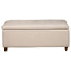 Benzara Leatherette Upholstered Tufted Storage Bench with Wooden Legs, Cream and Brown