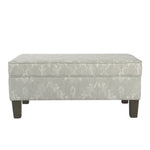 Benzara Fabric Upholstered Wooden Bench with Hidden Storage, Gray and Brown