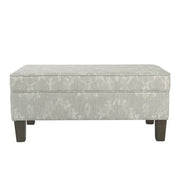 Benzara Fabric Upholstered Wooden Bench with Hidden Storage, Gray and Brown