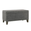 Benzara Fabric Upholstered Storage Bench with Wooden Tapered Legs, Gray and Brown
