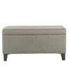 Benzara Fabric Upholstered Storage Bench with Wooden Tapered Legs, Slate Gray and Brown