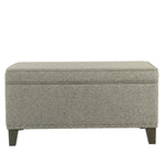 Benzara Fabric Upholstered Storage Bench with Wooden Tapered Legs, Slate Gray and Brown