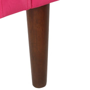 Benzara Velvet Upholstered Wooden Bench with Tapered Legs and Track Armrest, Pink and Brown