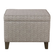 Benzara Chevron Pattern Fabric Upholstered Wooden Ottoman with Lift Top Storage, Gray and Brown