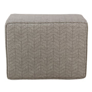 Benzara Chevron Pattern Fabric Upholstered Wooden Ottoman with Lift Top Storage, Gray and Brown