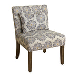 Benzara Fabric Upholstered Wooden Accent Chair with Printed Medallion Pattern, Multicolor