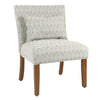 Benzara Fabric Upholstered Wooden Accent Chair with Printed Medallion Pattern, Brown and Gray