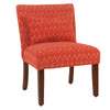 Benzara Fabric Upholstered Wooden Accent Chair with Printed Medallion Pattern, Brown and Red